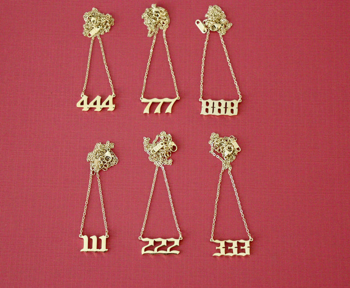 Tarnish free gold plated angel number necklace, meaningful and affordable fashion jewelry for women, perfect for layering or everyday wear.