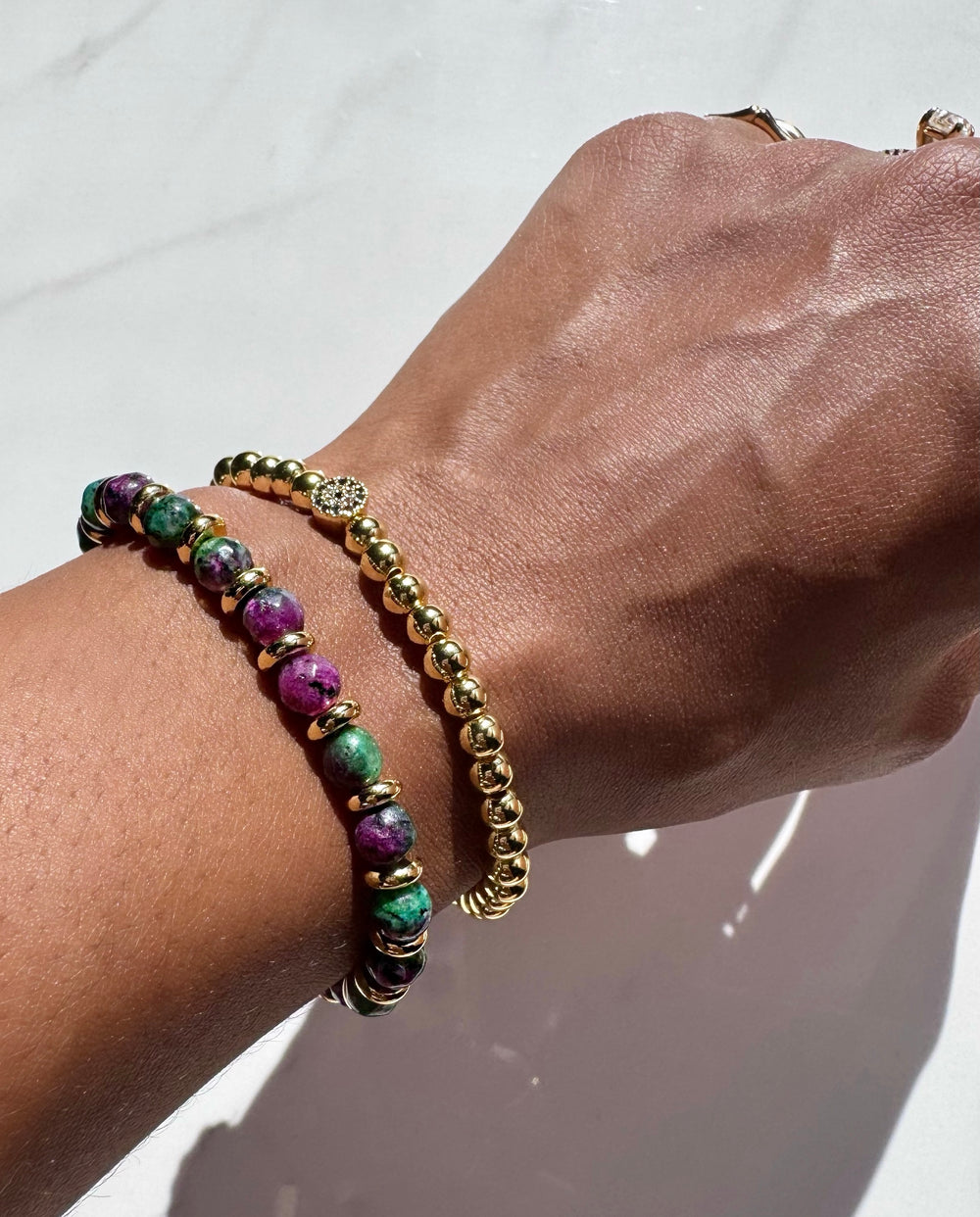 Dainty gold plated bracelet for women, budget-friendly costume jewelry piece that’s tarnish resistant, delicate yet durable for daily wear and stacking.