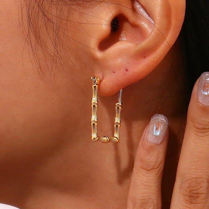 Bamboo Square Mini Hoops
