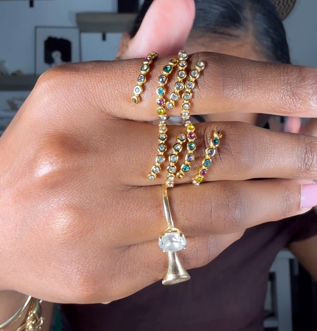 Gold plated statement ring, lightweight and comfortable costume jewelry for women, affordable fashion accessory perfect for bold, on-trend looks.