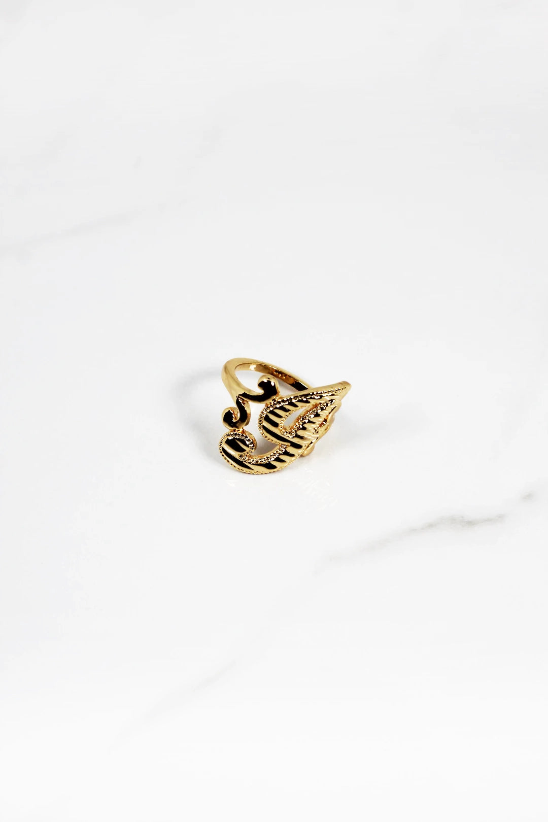 Custom gold name ring with smooth polished finish, trendy and affordable fashion jewelry with a personal touch.