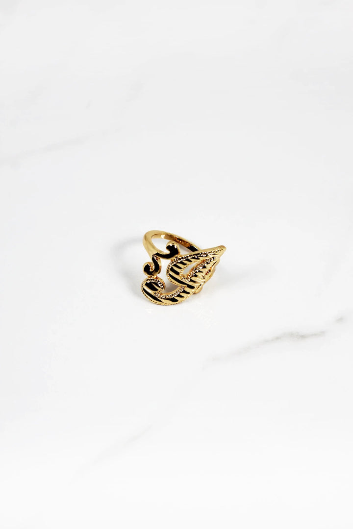 Custom gold name ring with smooth polished finish, trendy and affordable fashion jewelry with a personal touch.