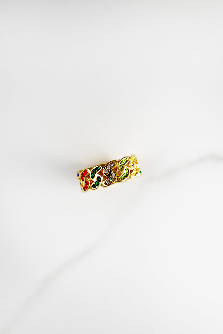 Gold plated statement ring, lightweight and comfortable costume jewelry for women, affordable fashion accessory perfect for bold, on-trend looks.