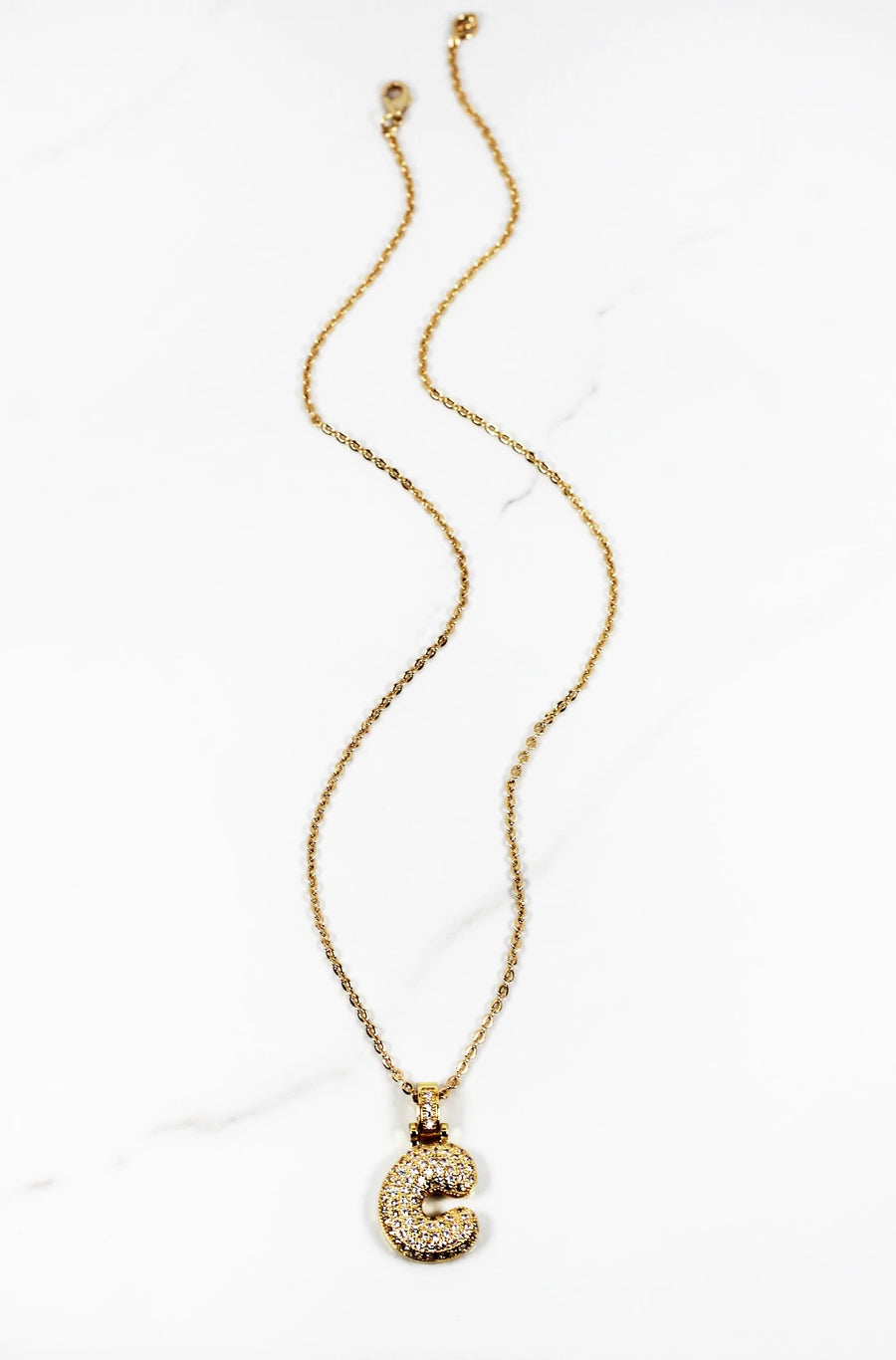 Gold plated CZ initial charm necklace for women, personalized fashion jewelry featuring sparkling cubic zirconia letters, perfect for everyday wear or gifting.