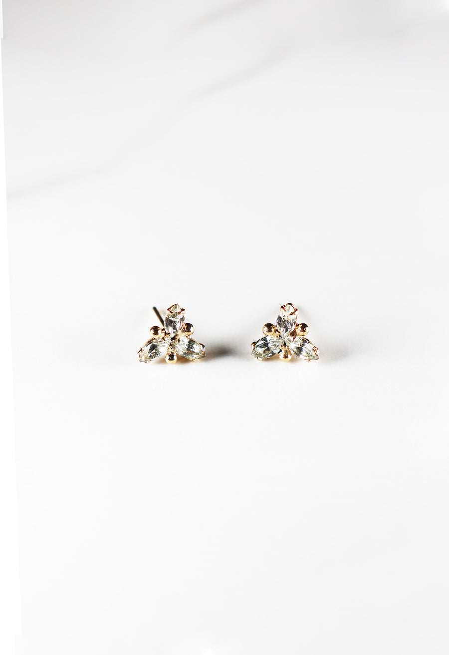 Cubic zirconia stud earrings for women, classic and affordable gold plated fashion jewelry with a diamond-like sparkle, perfect for everyday wear or special occasions.
