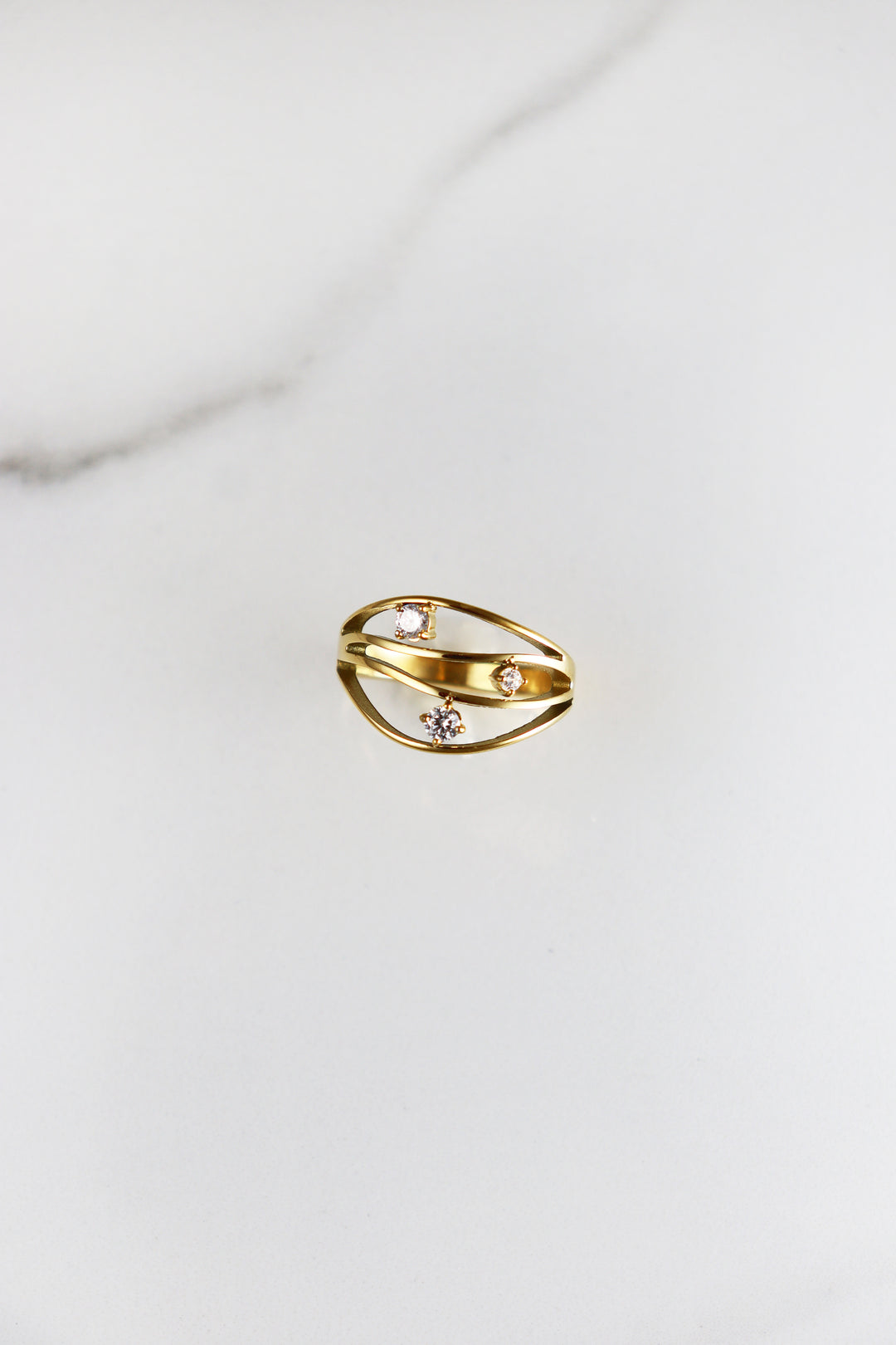 Gold plated statement ring, lightweight and comfortable costume jewelry for women, affordable fashion accessory perfect for bold, on-trend looks.