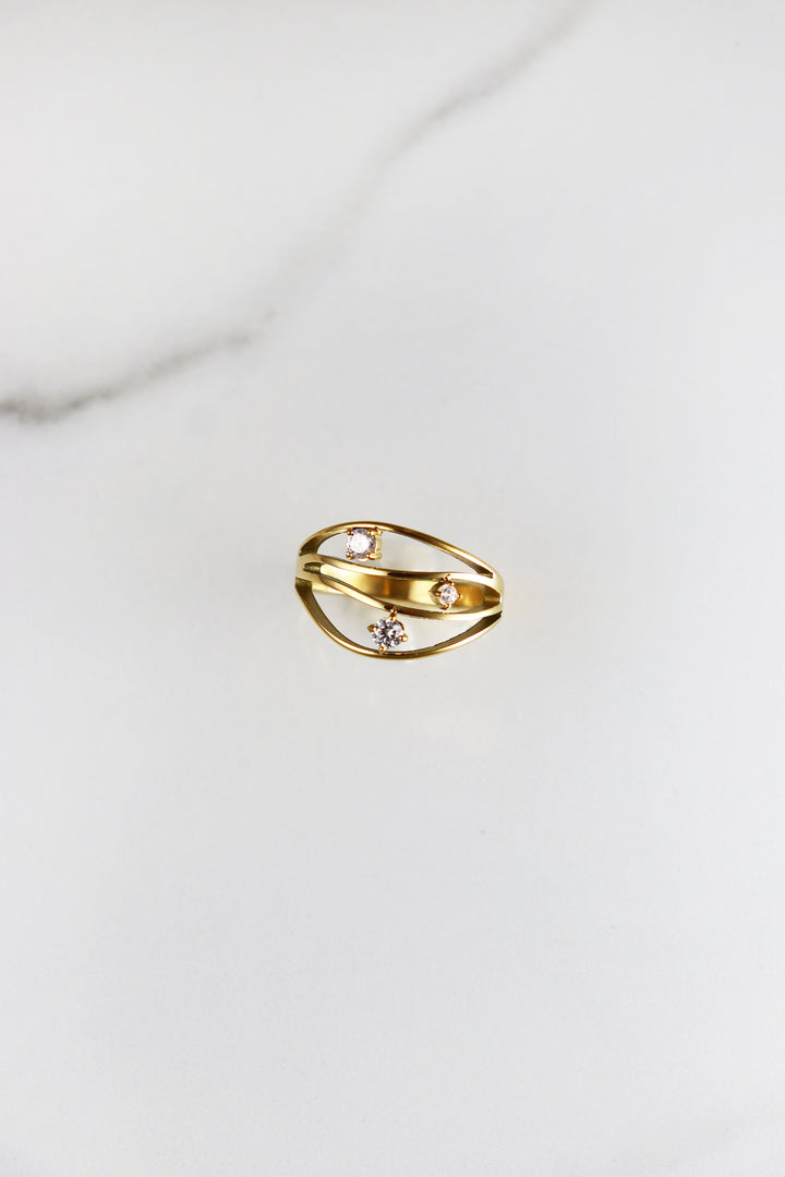Gold plated statement ring, lightweight and comfortable costume jewelry for women, affordable fashion accessory perfect for bold, on-trend looks.