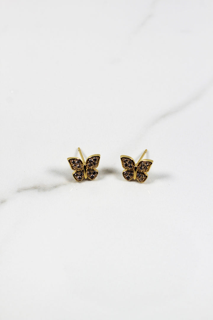 Gold plated cubic zirconia stud earrings, timeless and elegant costume jewelry that makes a perfect gift or jewelry box staple.