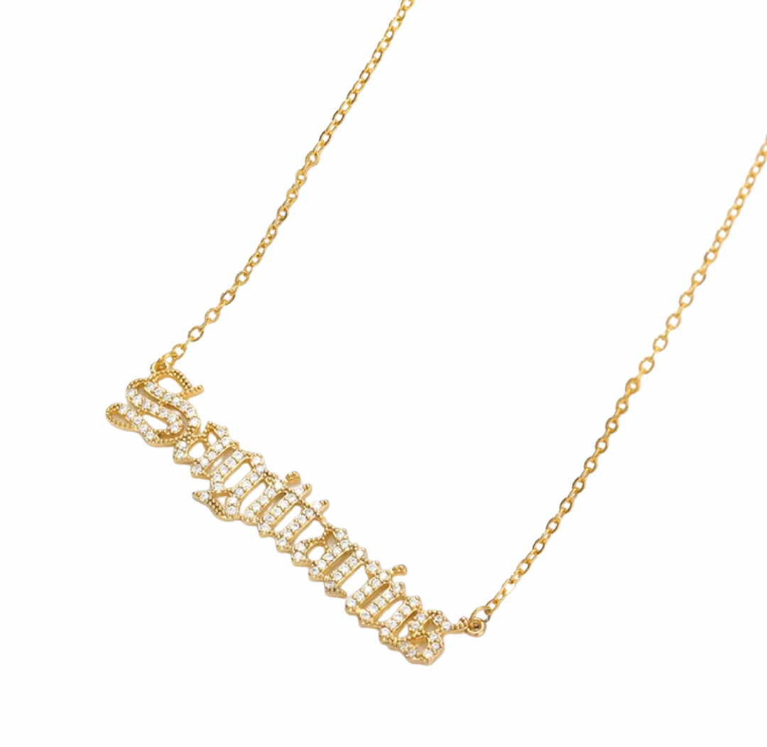 Gothic Font Zodiac Necklace