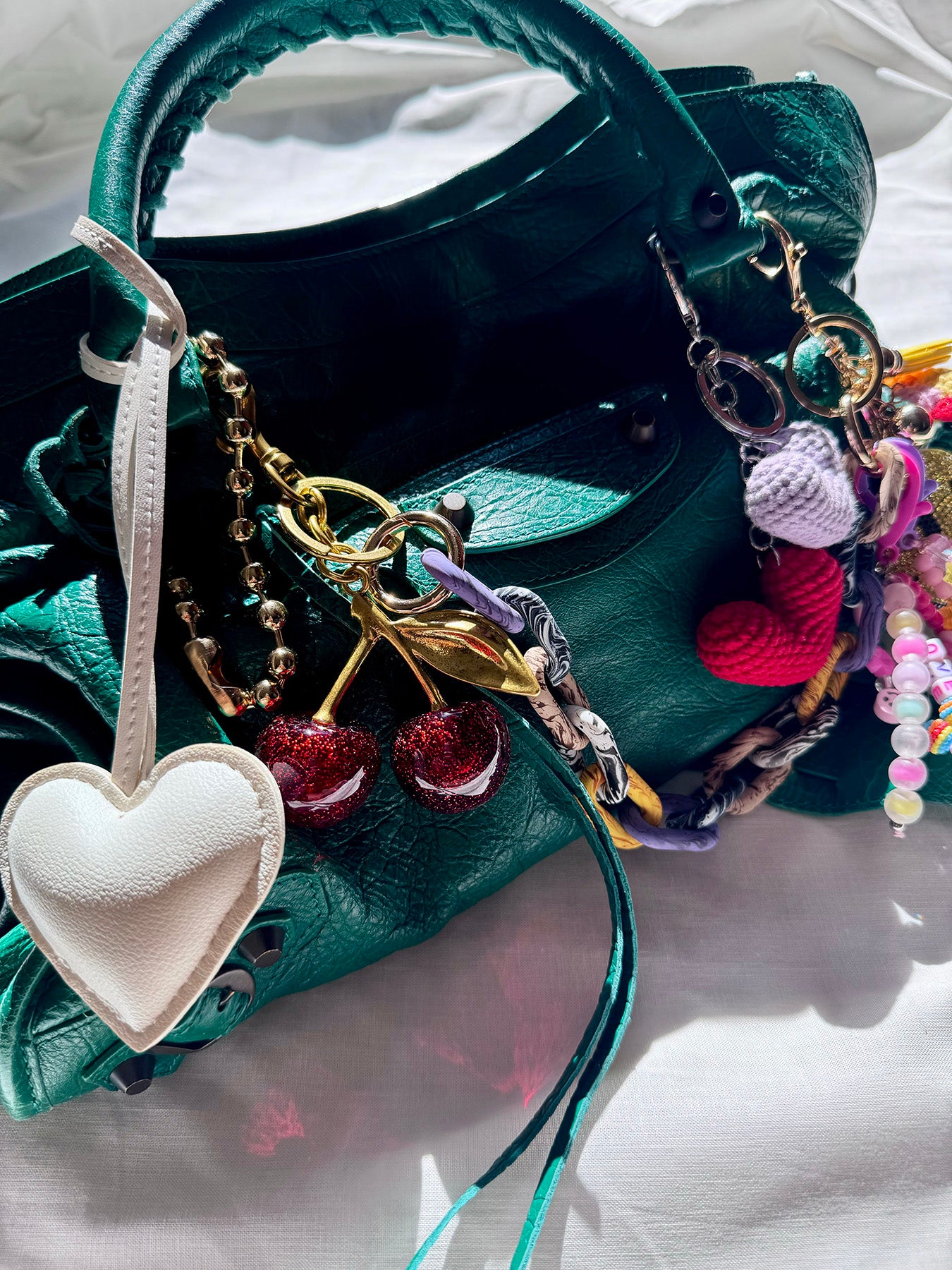 【新品・タグ付き】 Cherries Bag Charm Cherry Bag Charm and Keychain Accessory Purse -Perfect