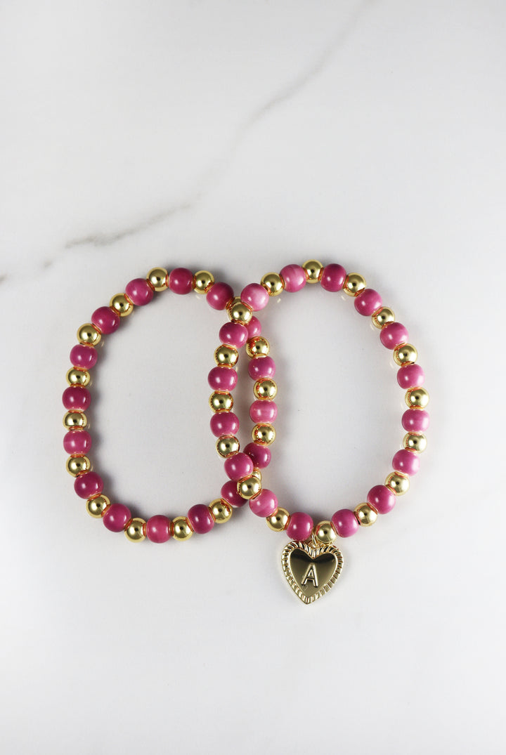 Jordan Beaded Heart Initial Bracelet