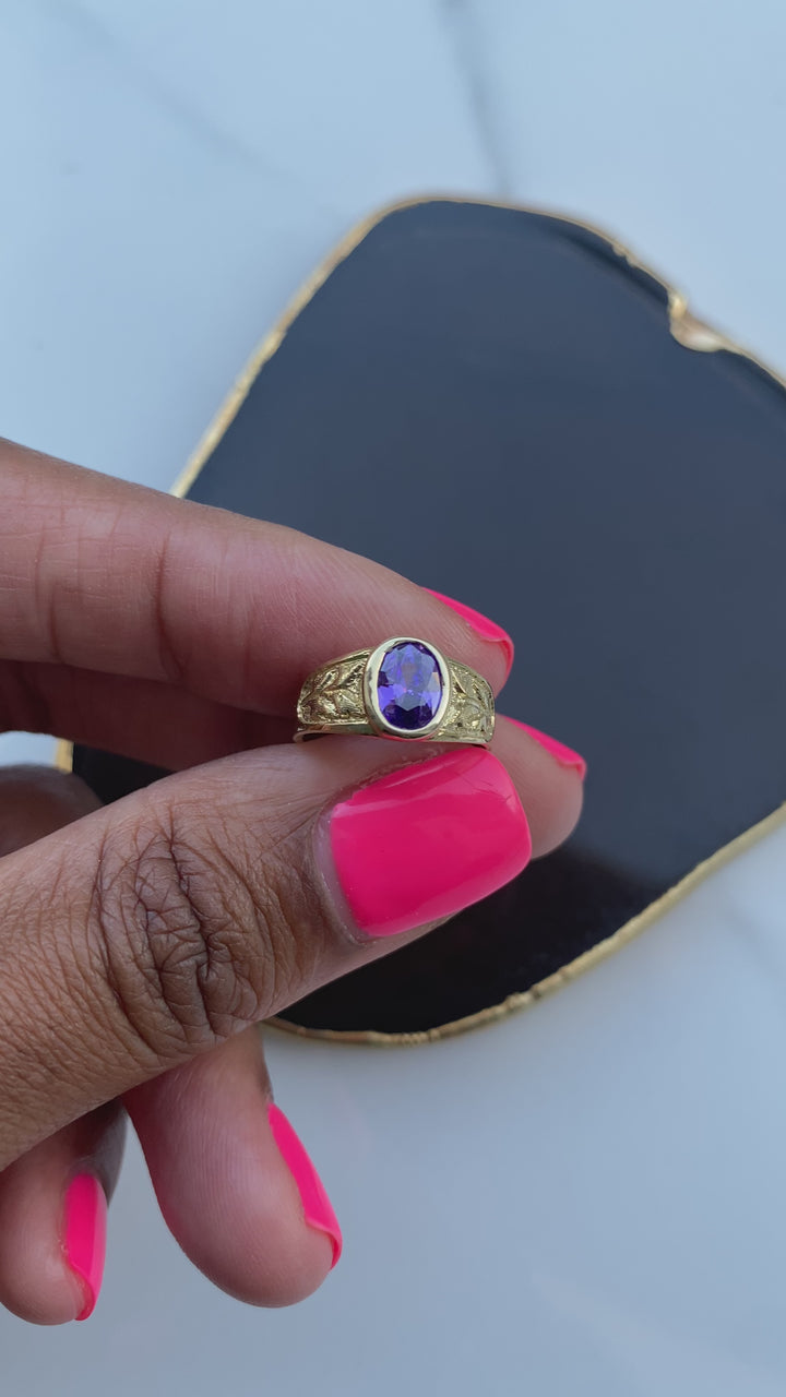 Purple Stone Pinky Ring