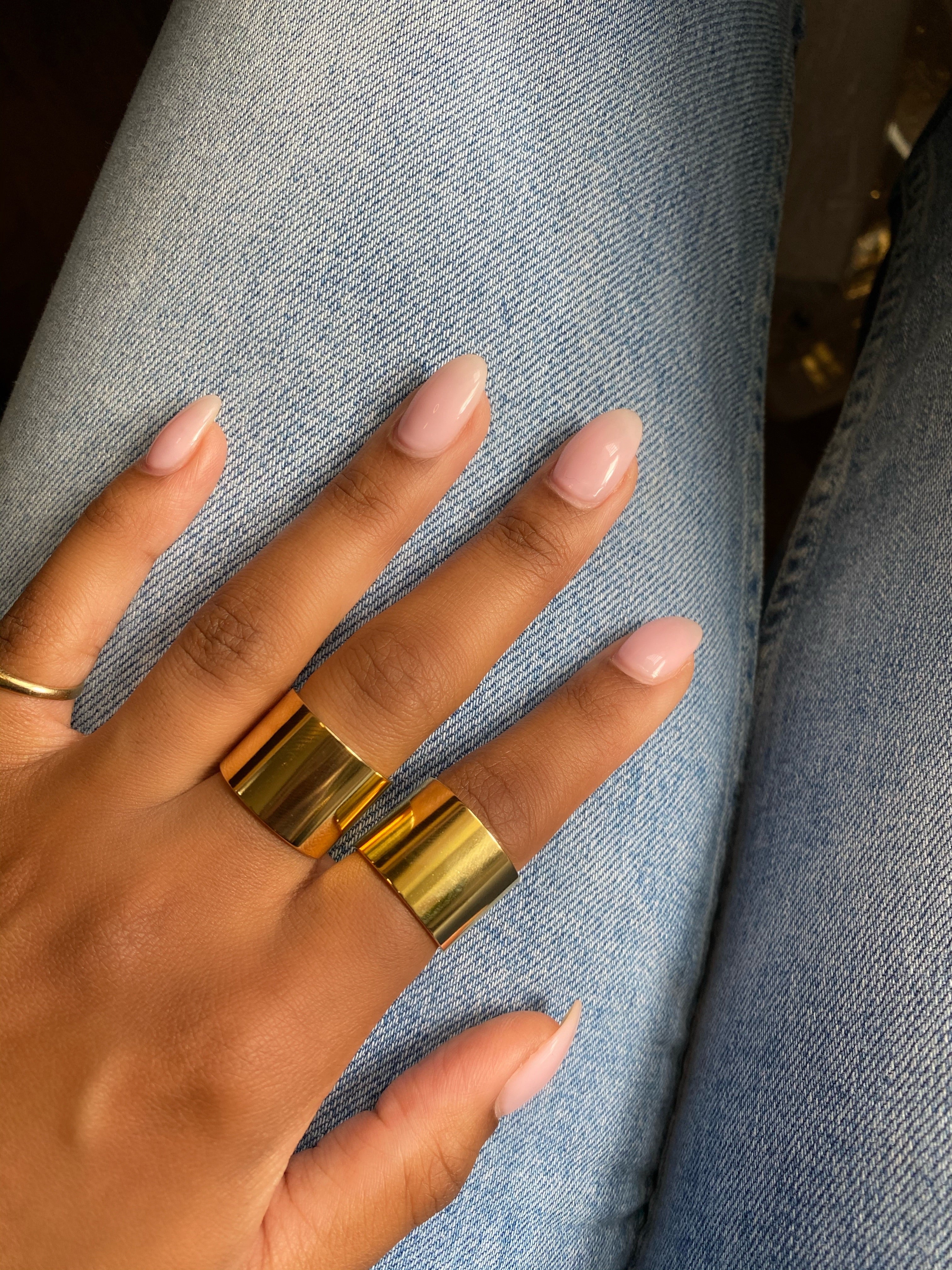 指輪・リング Combination Gold/Brass Square Wide Silver Cigar Band / Ring Combination Gold/Brass Square Wide Silver Cigar Band / Ring