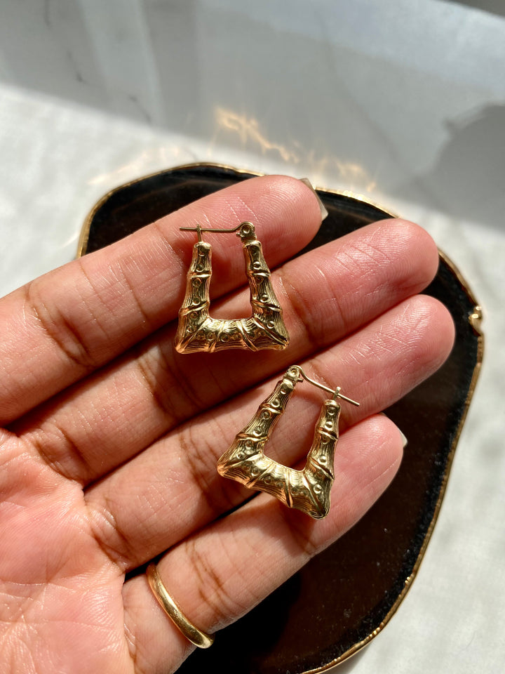 10K Yellow Gold Extra Small Bamboo Hoop Earrings