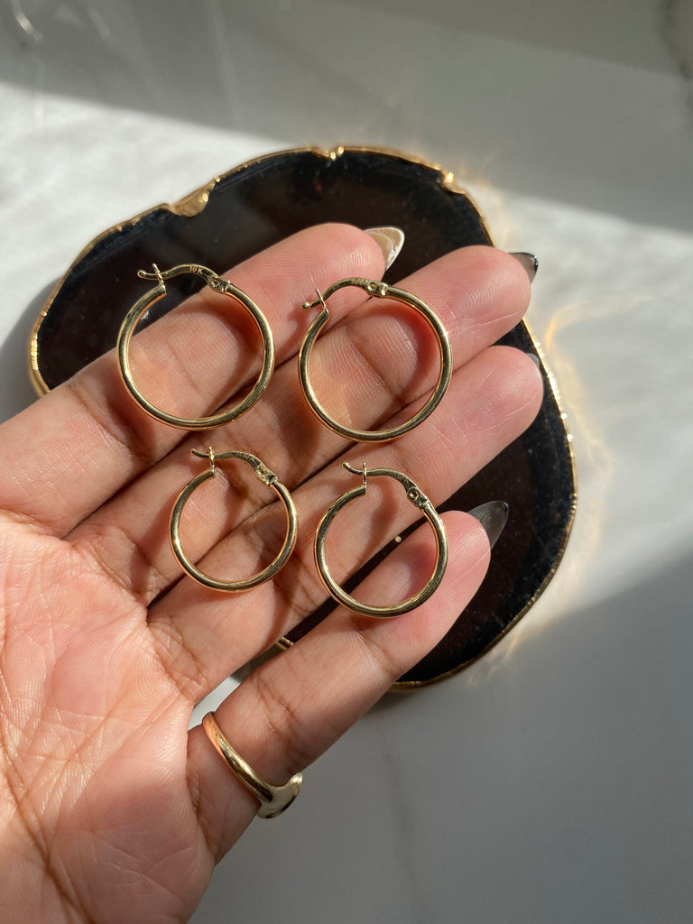10K Yellow Gold Thin Hoops