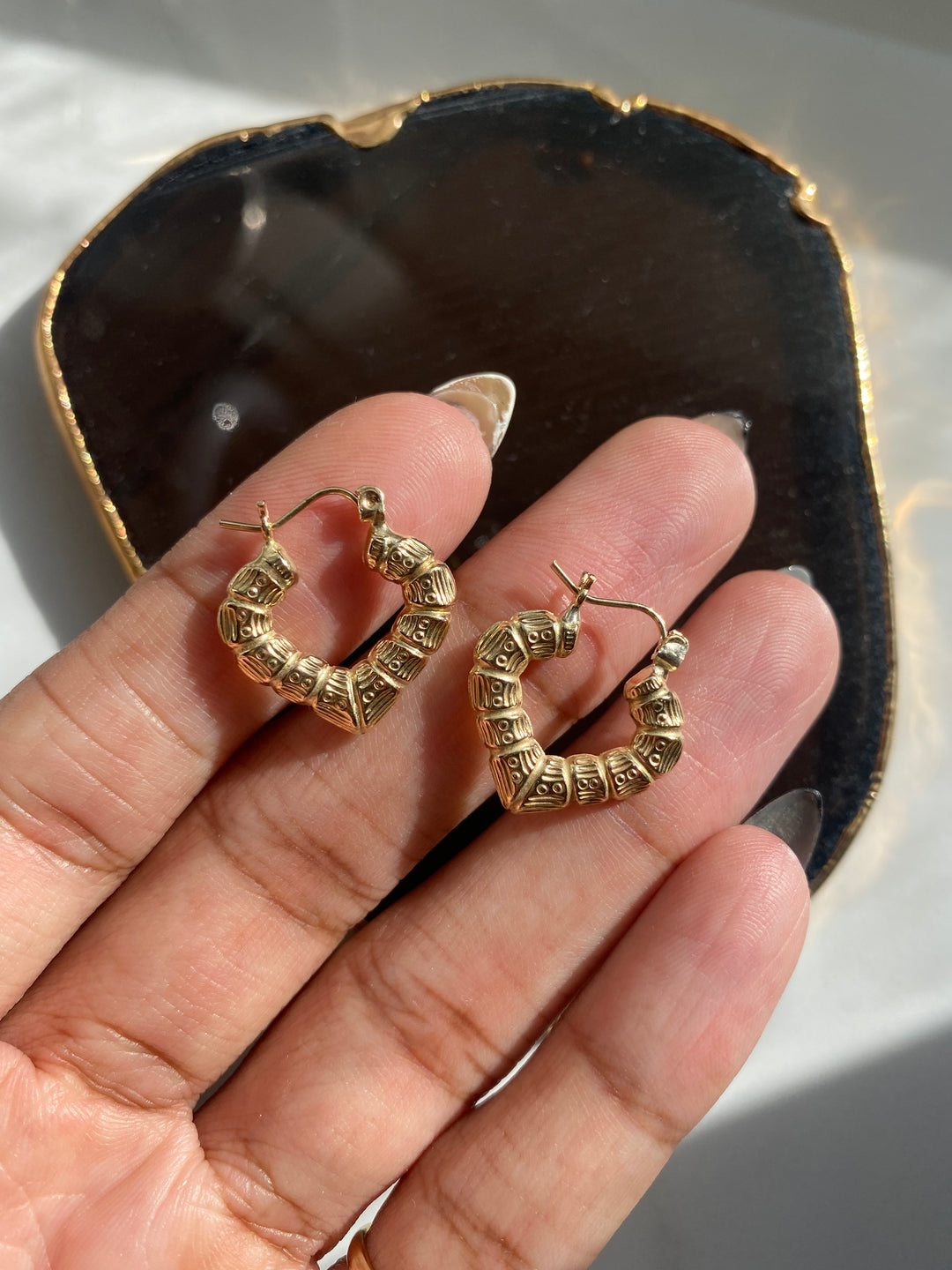 Heart bamboo earrings deals